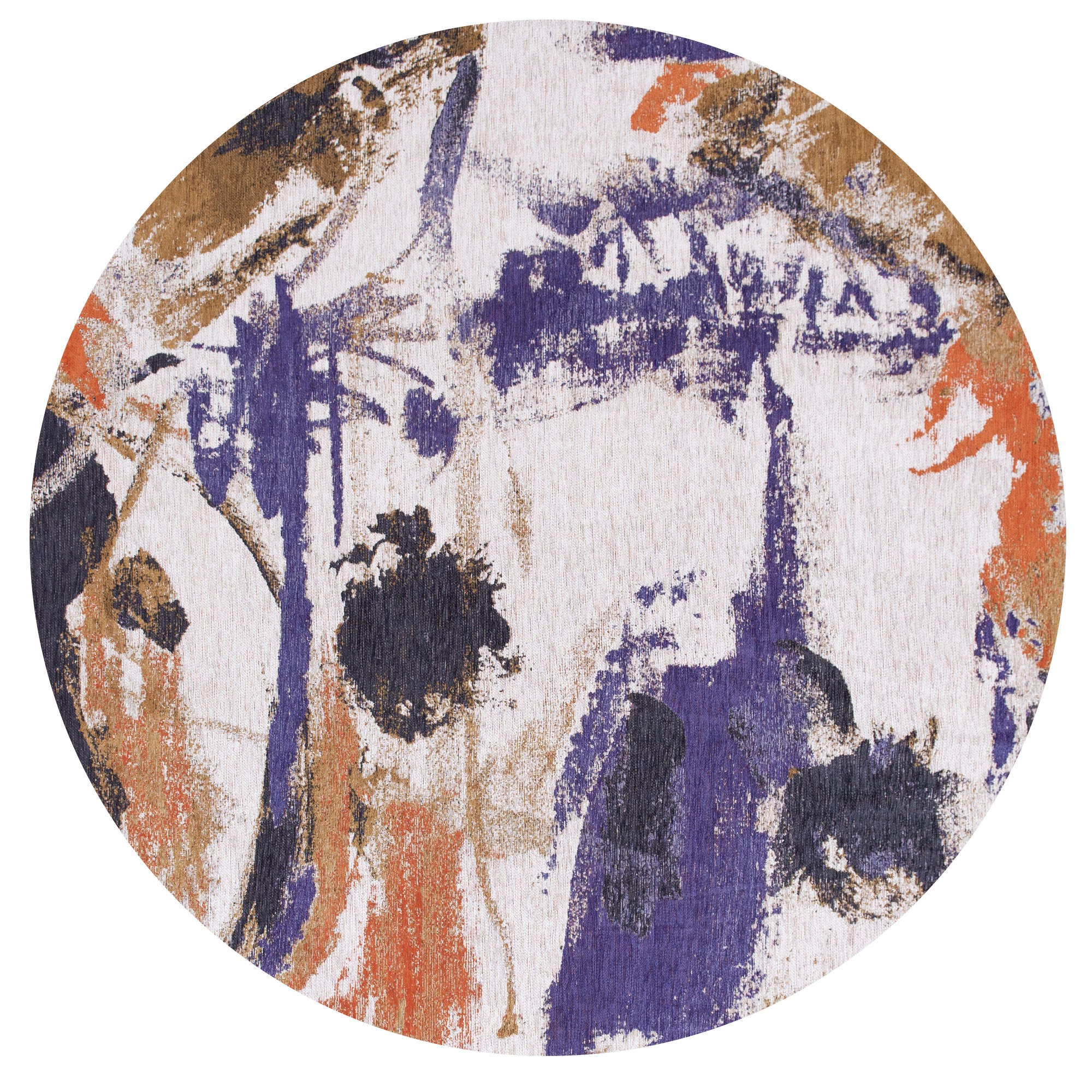 Louis De Poortere Designer Fresque Round Rugs In 9342 Purple Game